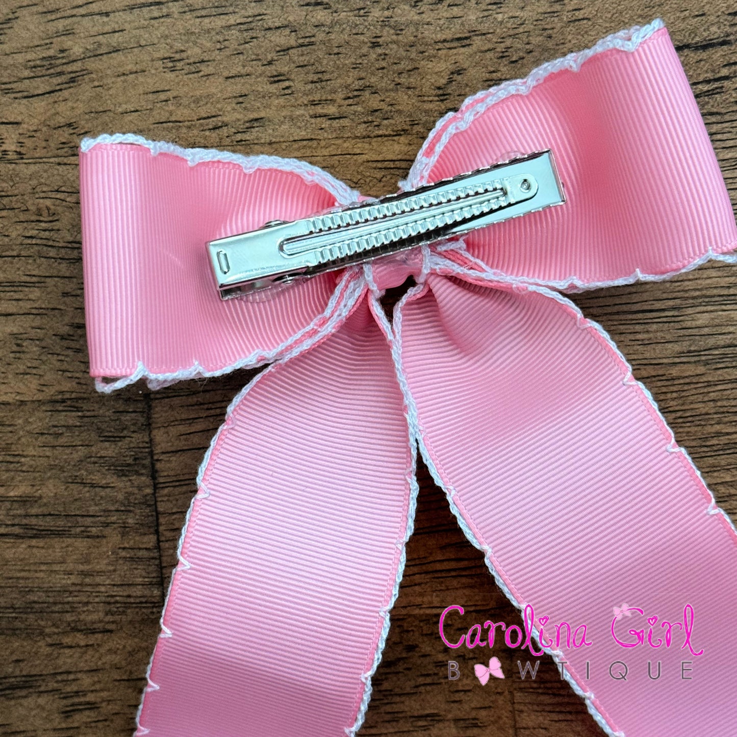 White and Pink Moonstitch Bow