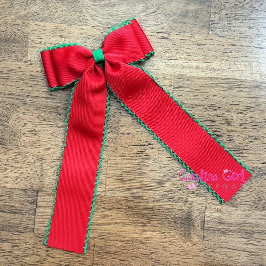 Red and Green  Moonstitch Bow