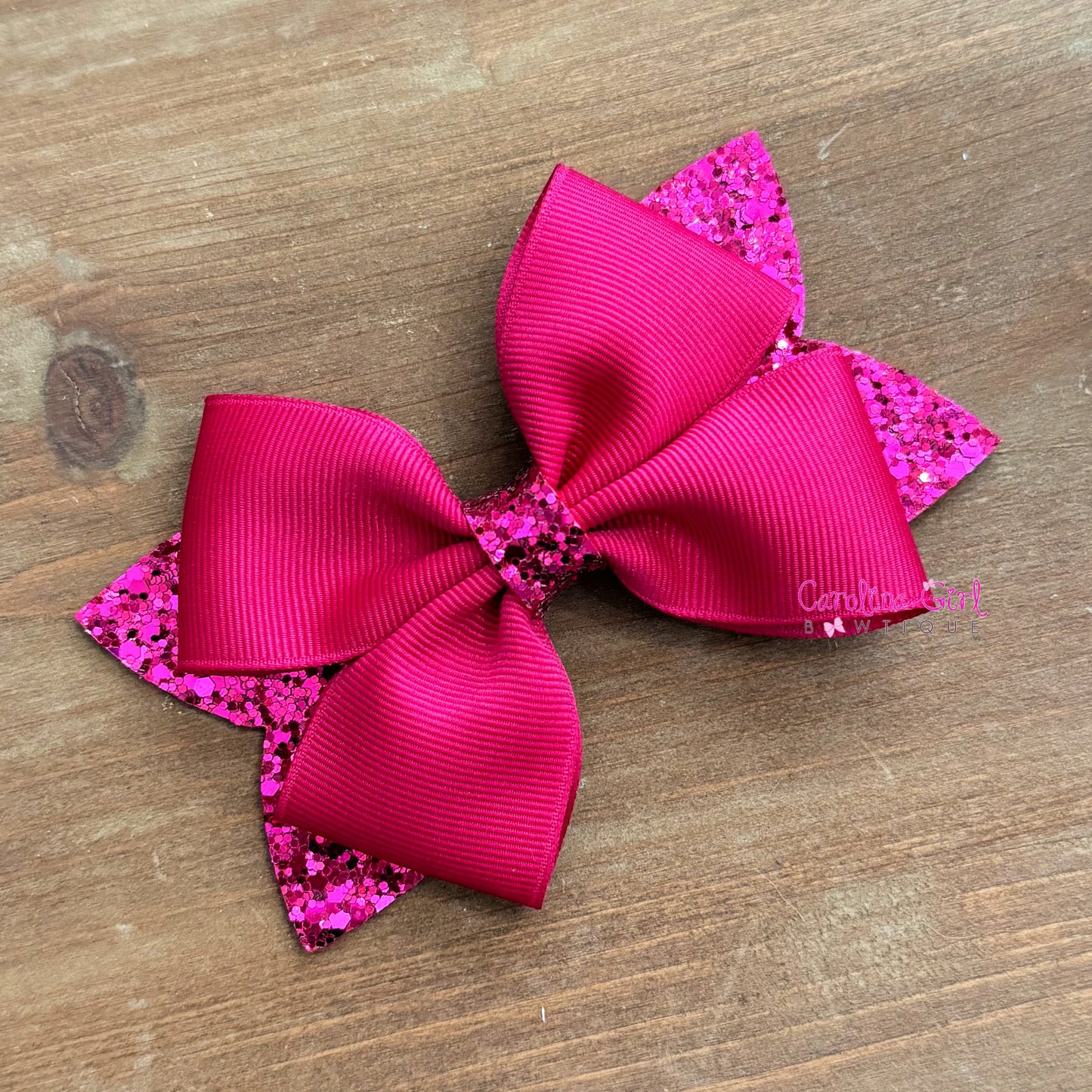 Shocking Pink Glitter Bow