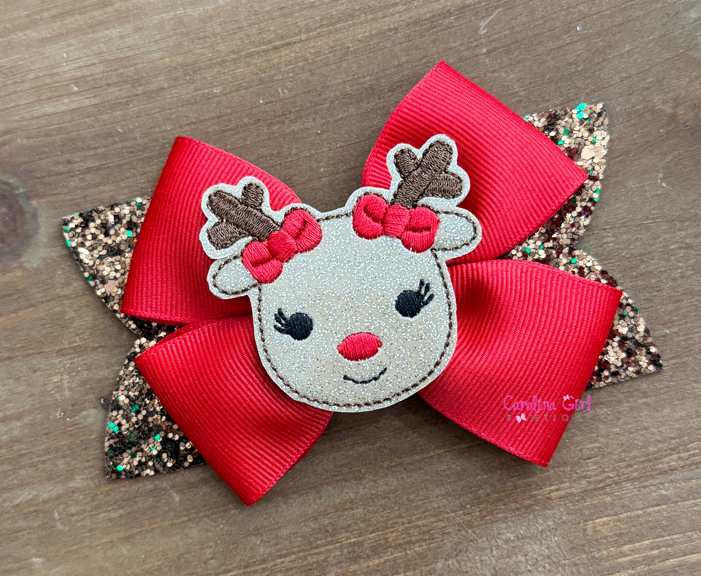 Reindeer Glitter Bow