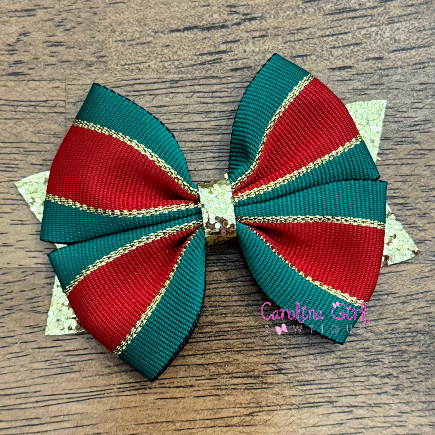 Christmas Stripe Glitter Bow