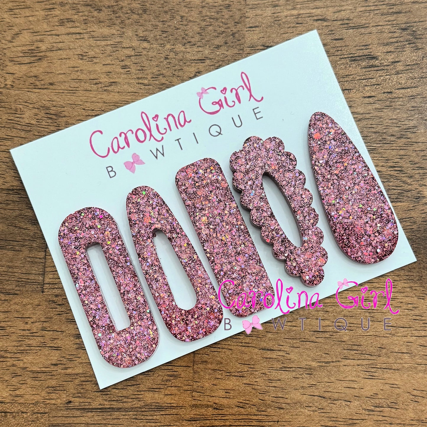 Rose Pink Glitter Clips