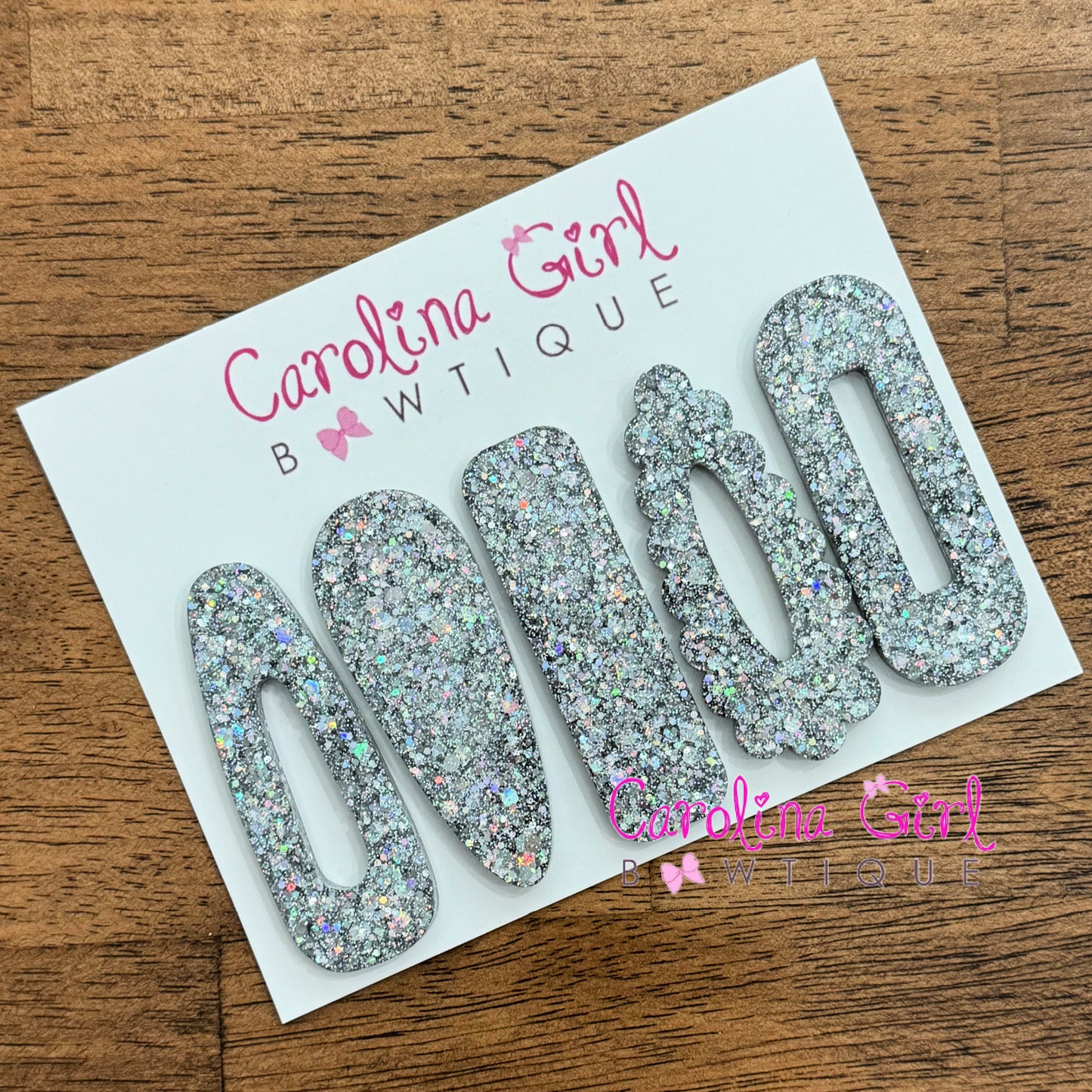 Silver Glitter Clips